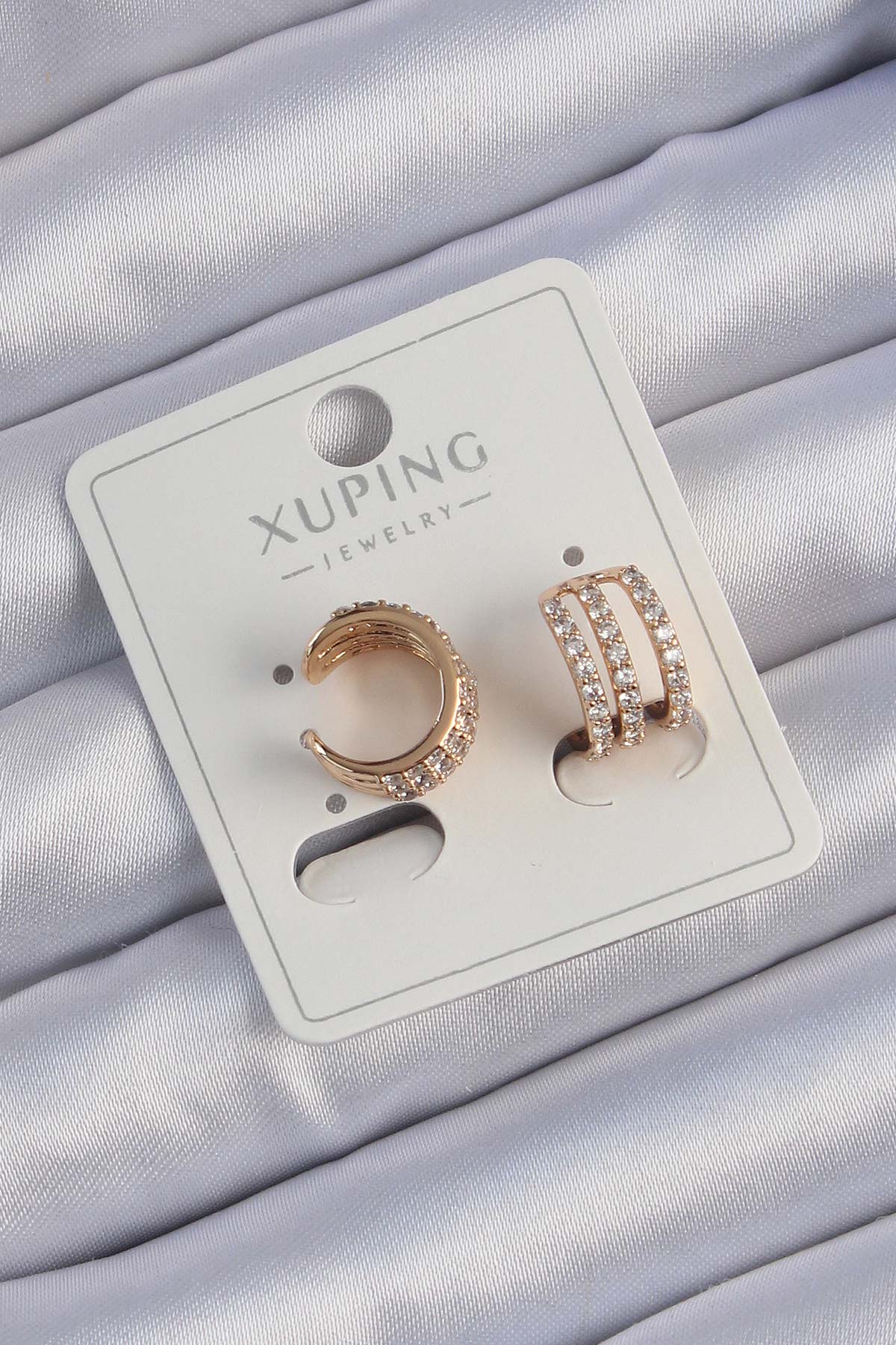 Xuping Rose Renk Sıralı Zirkon Taşlı Earcuff Küpe