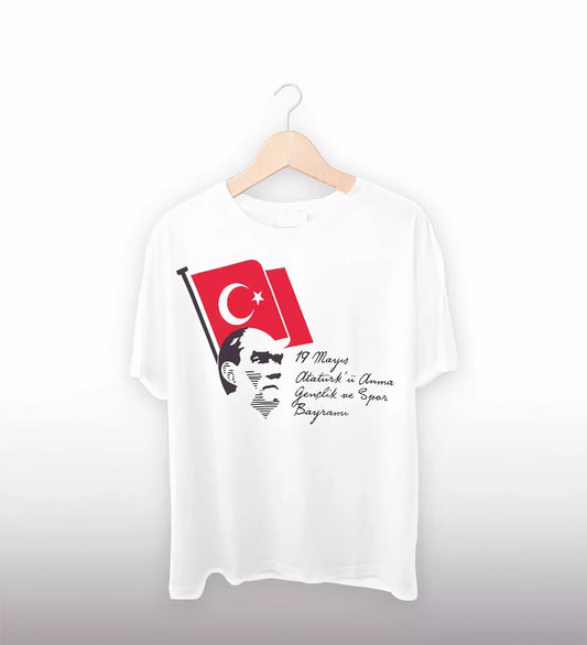 19 Mayıs 20/1 Baskılı T-shirt - Beyaz