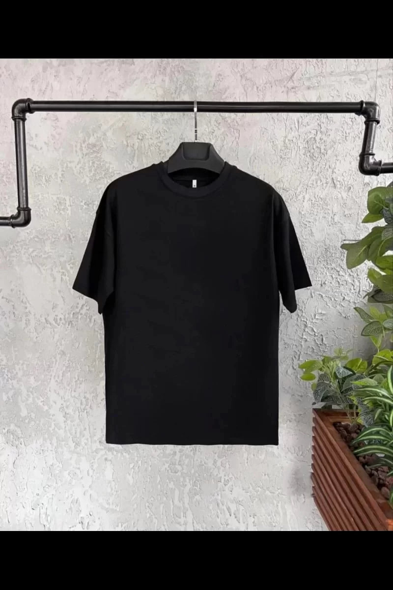 Çocuk Unisex Kapüşonlu Özel Tasarım Basic Tshirt - Siyah