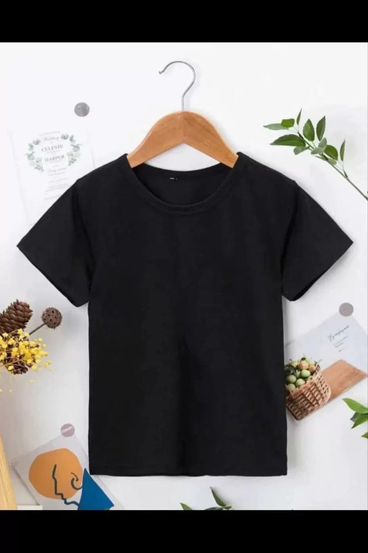 Çocuk Unisex Kapüşonlu Özel Tasarım Basic Tshirt - Siyah