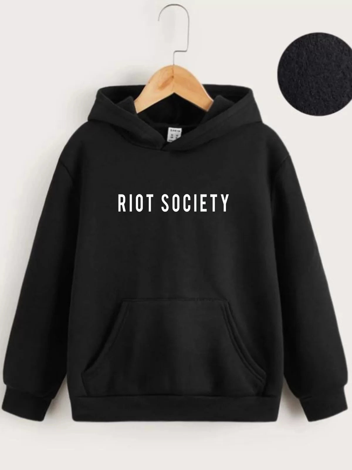 Çocuk Unisex Kapüşonlu Riot Society Baskılı Sweatshirt - Siyah