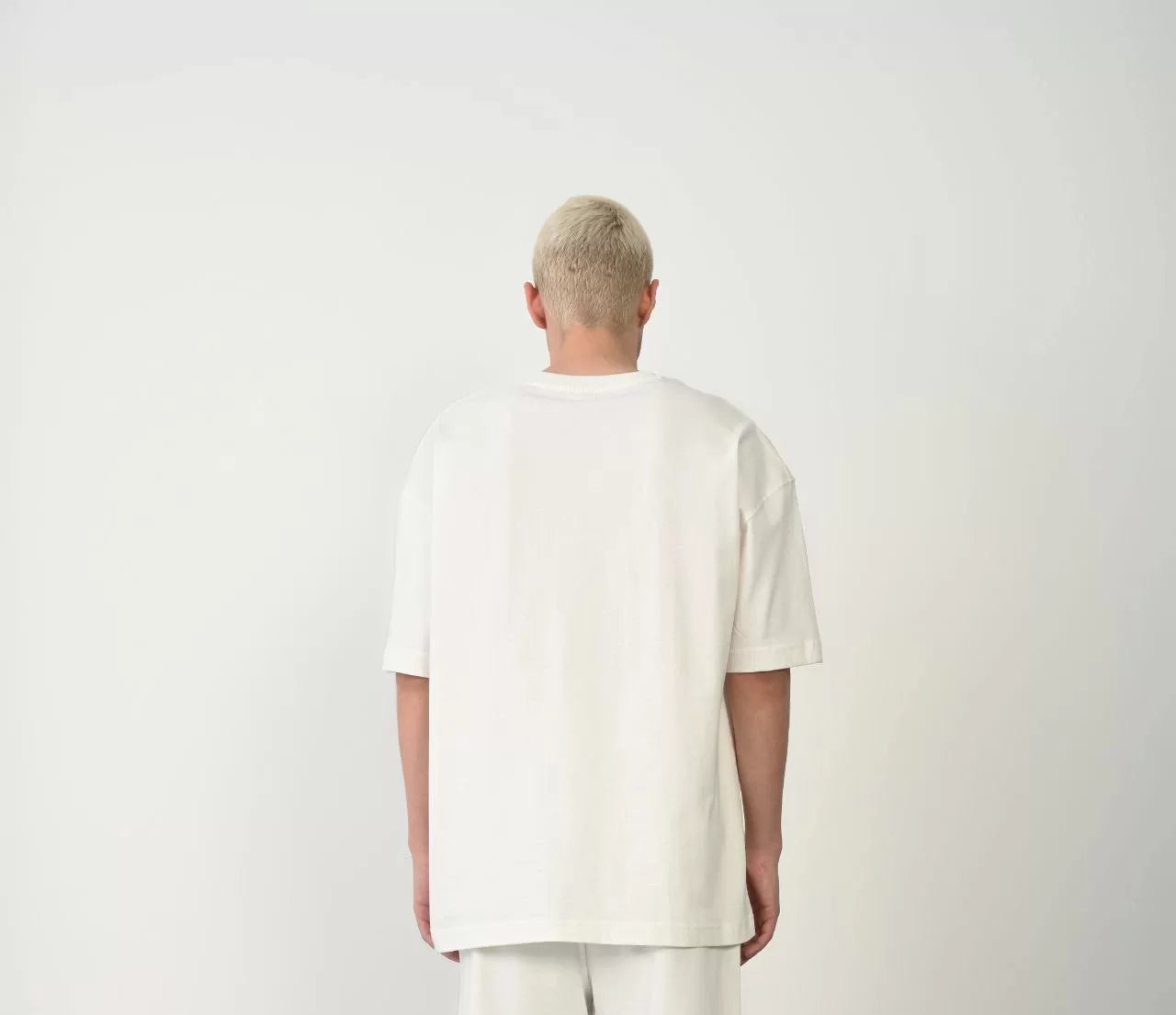 Unisex Basic Bisiklet Yaka Oversize T-Shirt - Beyaz