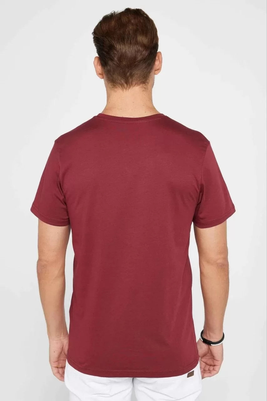 Unisex Düz Biskilet Yaka Oversize T-shirt - Bordo