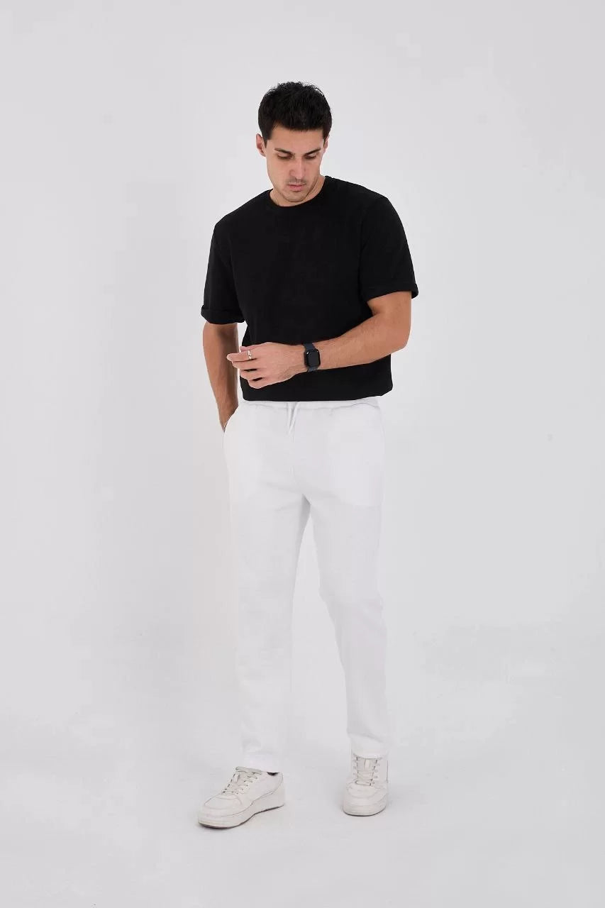 Unisex Üç İplik Basic Eşofman Pantolon - Beyaz